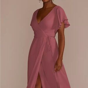 Flutter Sleeve Georgette Wrap Dress